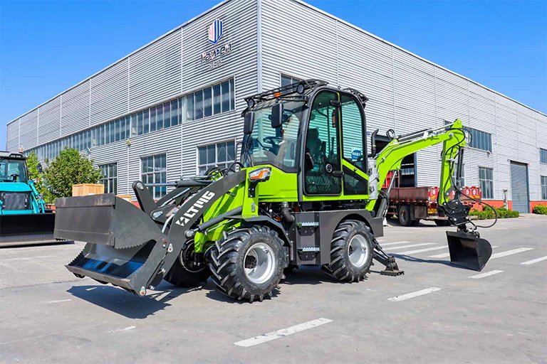 Heavy-duty backhoe loader working on construction site